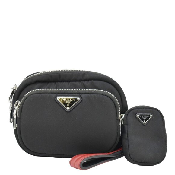Prada  Tessuto Nylon Pocket Wristlet Pouch Black - Picture 1 of 12